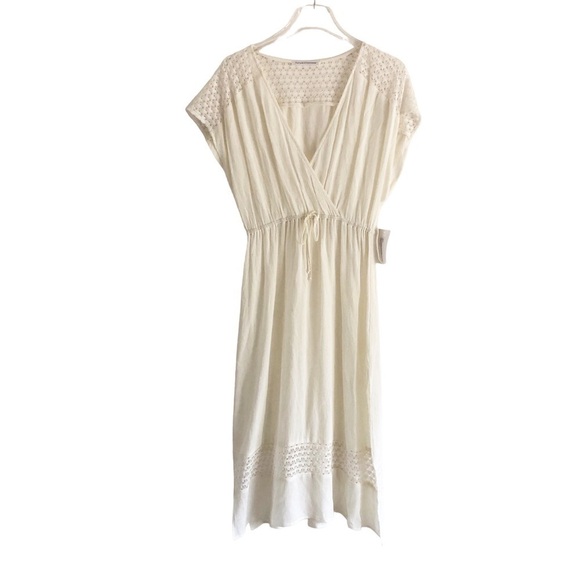 Fortune Swimwear Prim Paneled Crochet Midi Dress Ivory - Picture 1 of 7